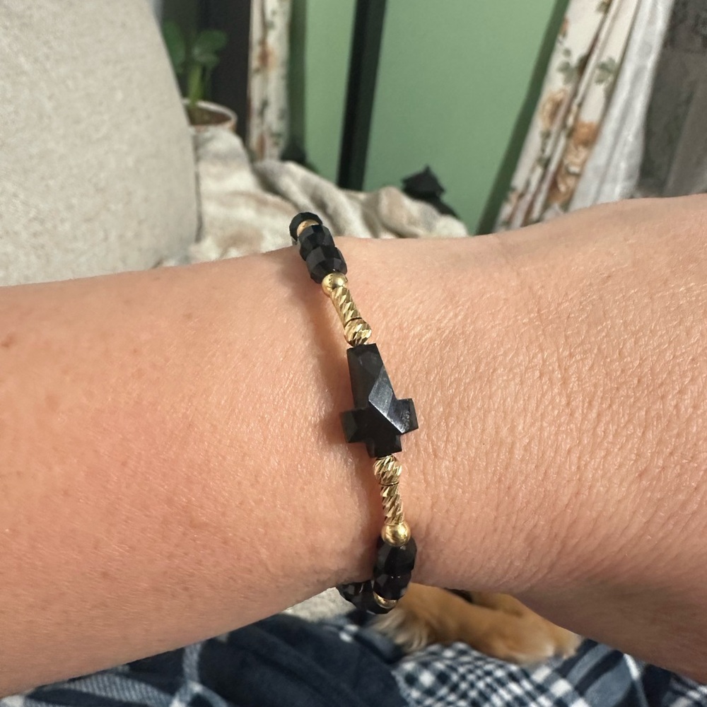 Gold Bracelet Black Cross